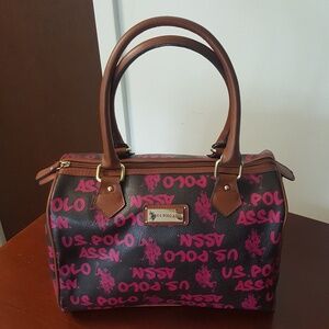 U.S. Polo Assn. Black Satchel with Pink Accents